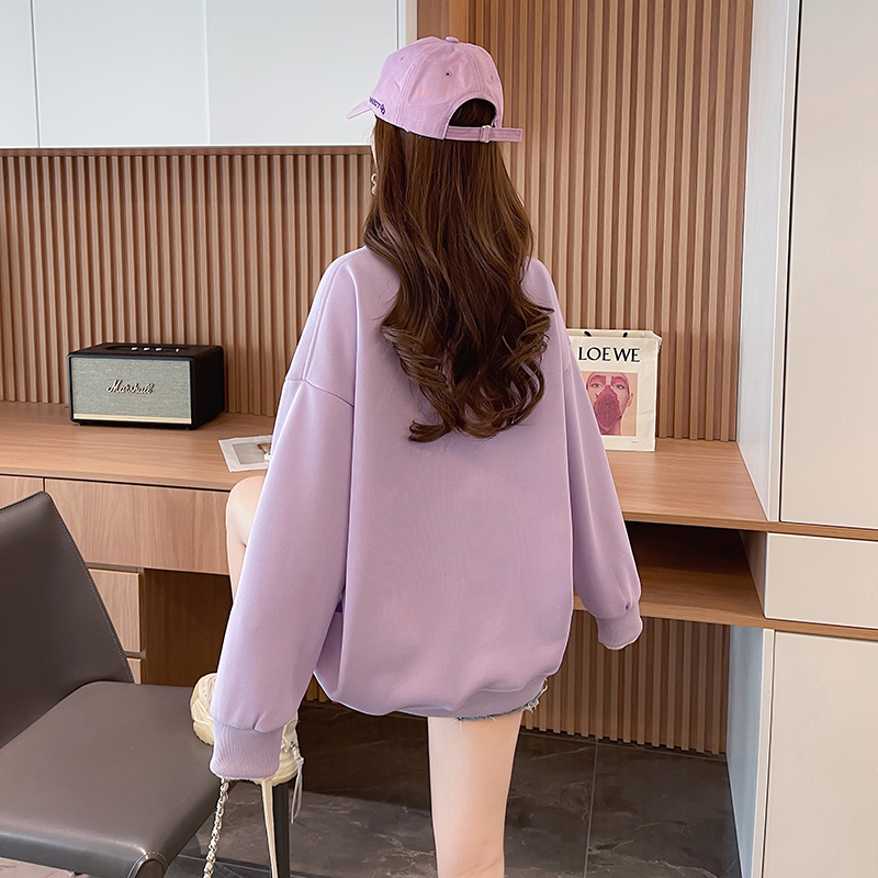 Real shot of Chinese cotton composite true super plus velvet fake two-piece sweatshirt for women winter round neck warm top plus size women's 200 pounds