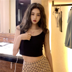 批发已出货 纯棉 32支 白色小<b class='q'>背心</b>打底无袖吊带<b class='q'>露</b><b class='q'>脐</b>短款上衣女