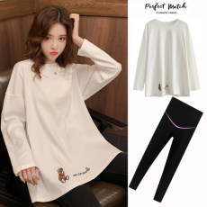 批发直播抖音品质（纯棉）<b class='q'>孕妇装</b>套装春装2026新款小熊T恤上衣春秋