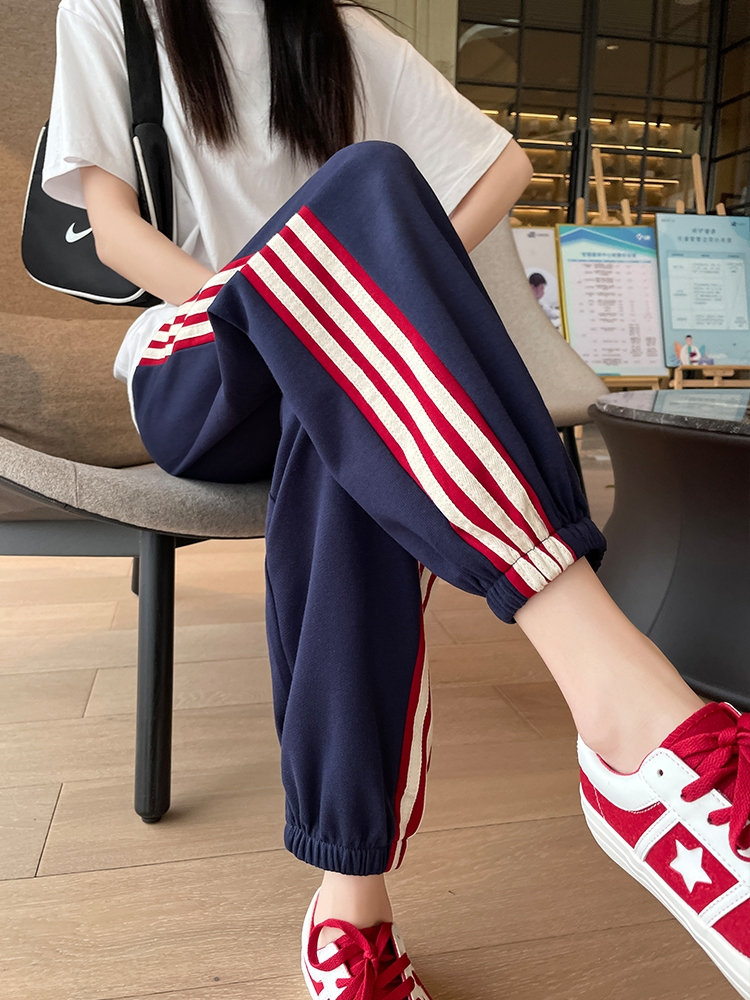 Official Website# Women's Sports Pants Spring and Autumn Thin High Waisted Loose Casual Harem Wide Legs and Foot Casual Sweatpants