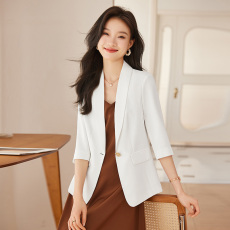 薄款白色西装外套女七分袖2023夏季新款高级感小个子气质休闲西服
