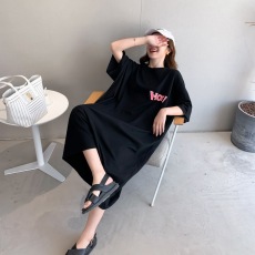 批发仿棉牛奶丝#<b class='q'>大码</b>女装夏季新款宽松休闲家居服百搭森系连衣裙跨境