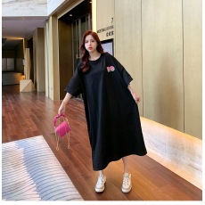 批发仿棉牛奶丝#<b class='q'>大码</b>女装夏季新款宽松休闲家居服百搭森系连衣裙跨境