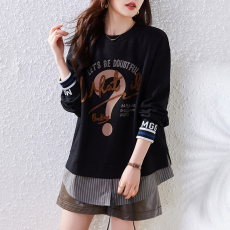 实拍小视频 时尚印花圆领卫衣女春2026新设计感洋气上衣大码女装