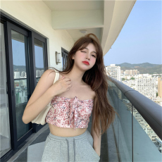 批发晨领碎花<b class='q'>抹胸</b>小衫性感露肩背心女夏季外穿无袖短款露脐上衣女<b class='q'>裹</b><b class='q'>胸</b>