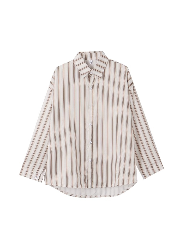 Striped long-sleeved thin chic Hong Kong design niche sunscreen shirt for women loose spring and autumn outer shirt jacket