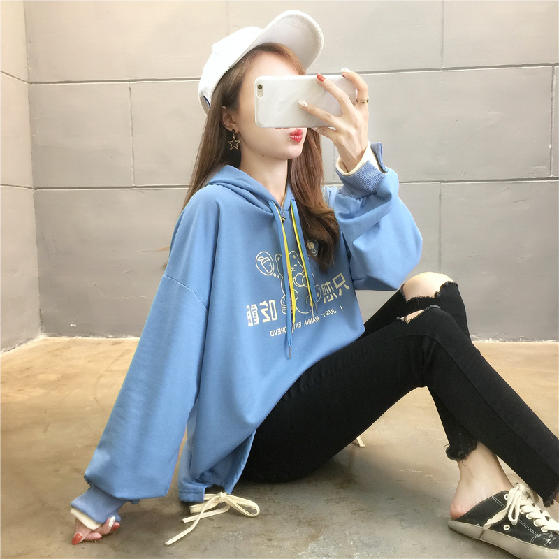 实拍6535鱼鳞 连帽卫衣女薄款学生班服闺蜜装小个子新款