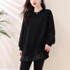 批发韩版拼接卫衣T恤大码女2026春季款简约时尚休闲百搭宽松型<b class='q'>连衣裙</b>