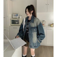 批发美式复古水洗牛仔外套女宽松oversize2026春秋新款设计感百搭上衣