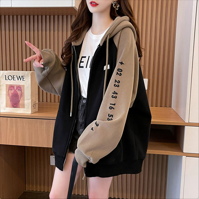 모방 후아 면 복잡한 우유 실크 봄 얇은 스타일 후드티 루즈핏 캐주얼 후드 여성 코트