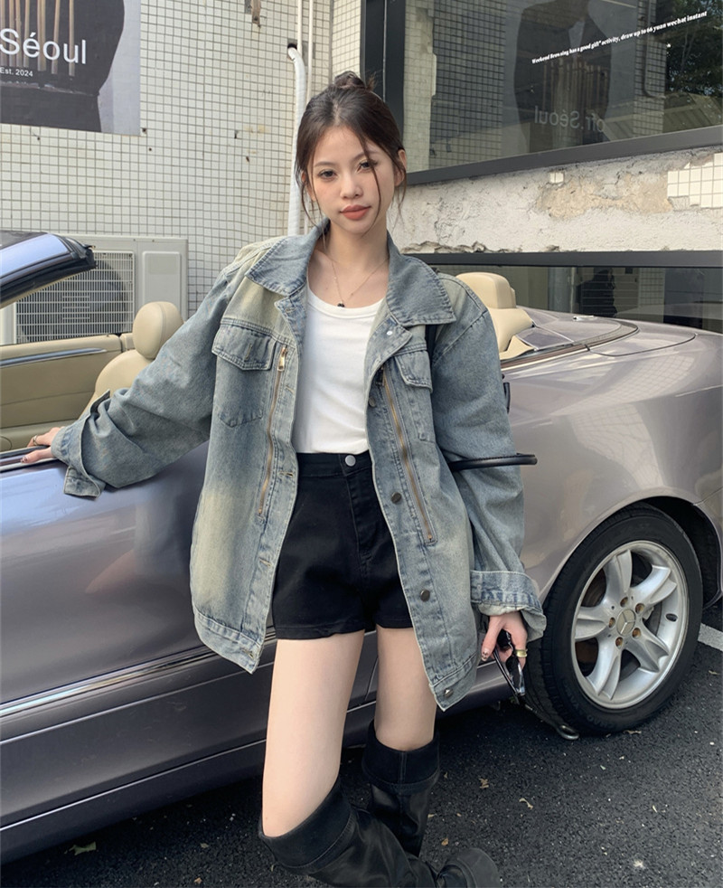 2026 봄 새로운 데님 여성 코트 긴팔 oversize 한국 스타일 루즈핏 vintage 자켓 bf 트렌디