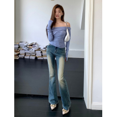 批发实拍2026春夏新款美式复古微喇叭牛仔<b class='q'>裤</b>女拖地阔腿<b class='q'>裤</b><b class='q'>显高</b>显瘦长<b class='q'>裤</b>