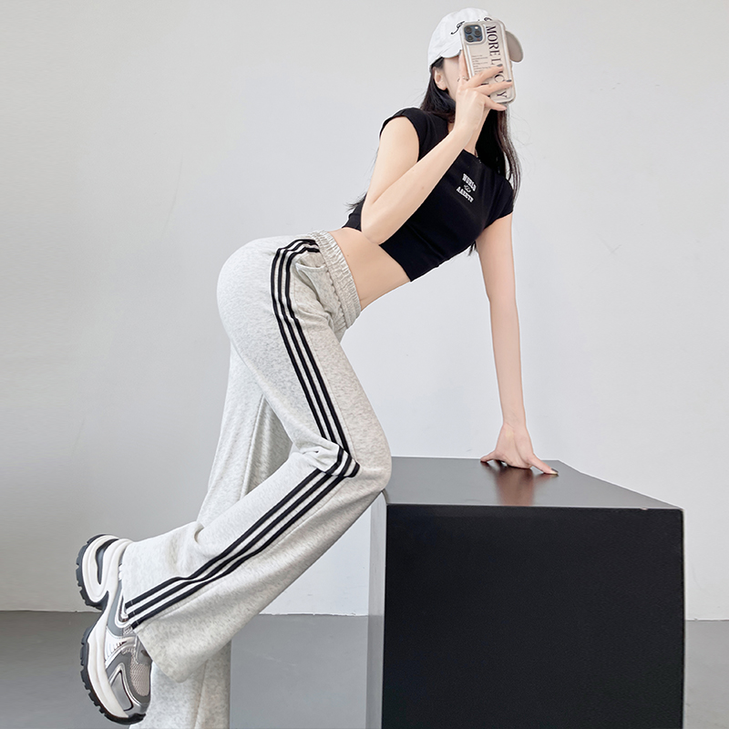 PF18987#美式辣妹黑色微喇叭裤女春季新款显瘦修身百搭马蹄裤休闲长裤女裝貨源服裝批發