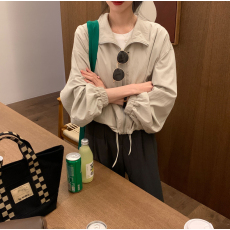 批发新春薄款好质量气质韩国东大门显瘦减龄百搭宽松连帽开衫