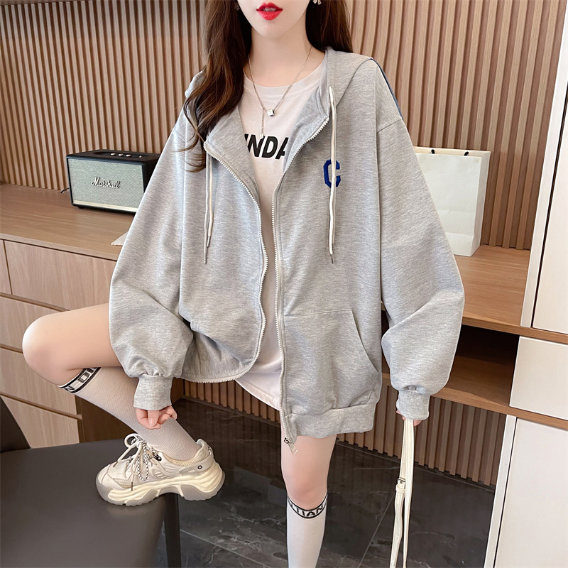 실사 65 물고기 규모 이후 패키지 칼라 오픈 가디건 후드 티 스웨터 봄 가을 오픈 가디건 캐주얼 외국 가스 얇은 스타일 재킷