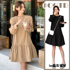 批发实拍2026大码女装春装新款显瘦荷叶边裙韩版泡泡袖长袖连衣裙