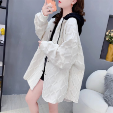 批发官图后包领抖音质量加厚提花中长款连帽衬衫<b class='q'>女</b>上衣秋冬新款外套<b class='q'>女</b>