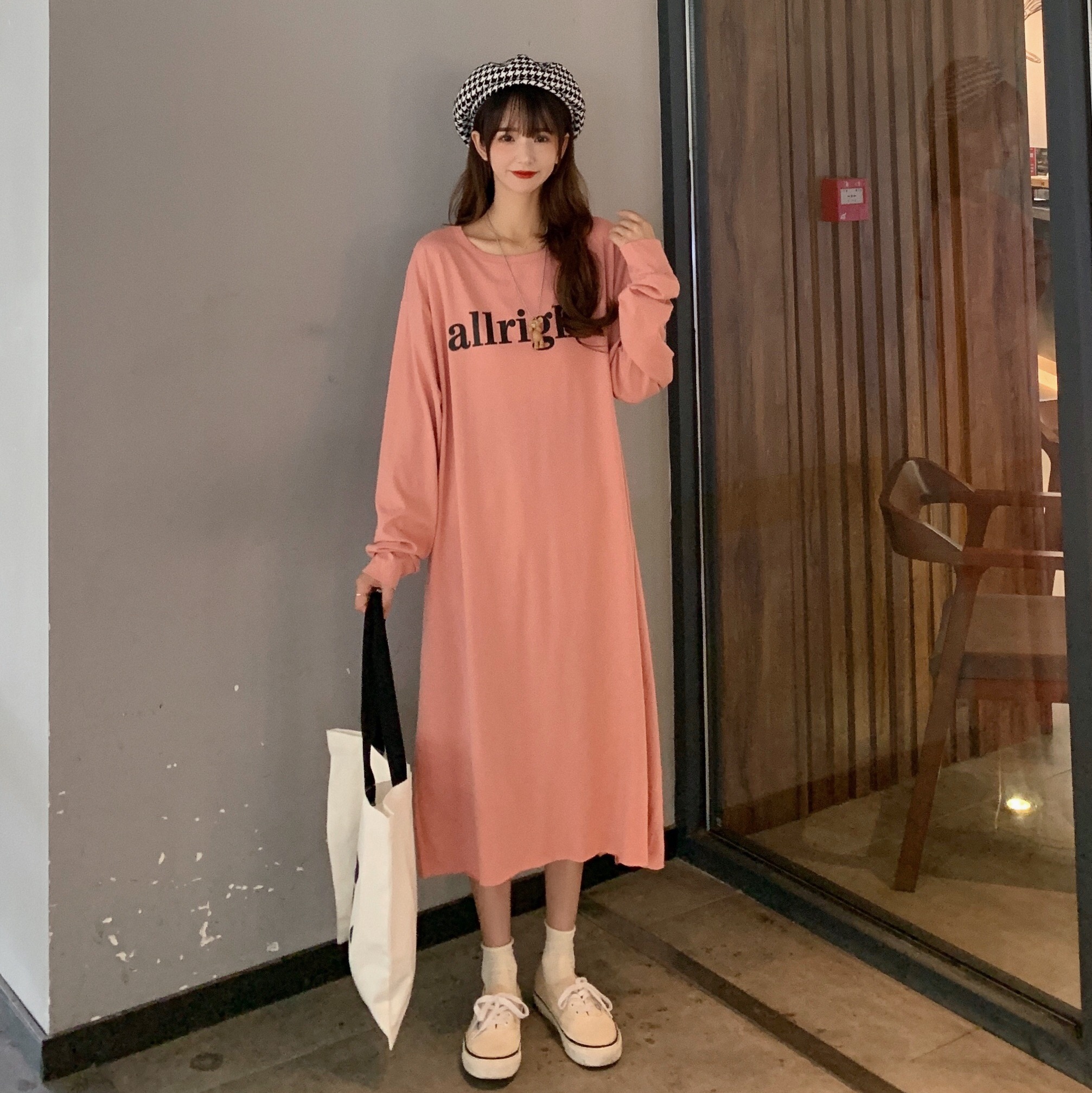 PF29243#新款大码中长款字母纯棉T恤闺蜜连衣裙女女裝貨源服裝批發