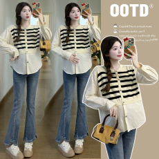 批发实拍秋装孕妇设计感娃娃衫小清新宽松显瘦时尚百搭甜美减龄上衣女