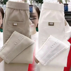 批发胖mm<b class='q'>大码</b><b class='q'>女装</b>哈伦裤女薄款夏高腰显瘦松紧腰老爹裤宽松休闲长裤