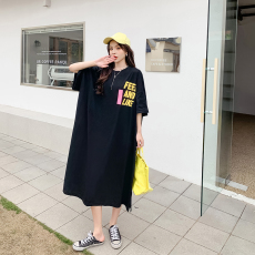 批发仿棉牛奶丝#<b class='q'>大码</b>连衣裙夏季居家休闲睡裙女休闲宽松孕妇长裙跨境