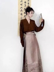 法式高端精致古装汉服改良半身裙女新中式国风小个子高级感马面裙