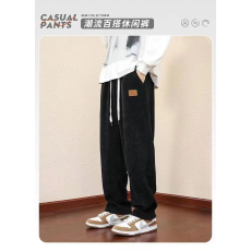 批发灯芯绒直筒运动卫裤男士冬款潮牌宽松垂感阔腿休闲秋季长裤子