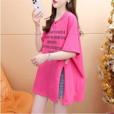 批发纯棉抖音质量/紧密环定纺纯棉/后包领/<b class='q'>中长款</b>短袖重工<b class='q'>T</b><b class='q'>恤</b>女