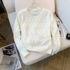 批发实拍 大货 2026春装新款设计感<b class='q'>宽松</b>慵懒风圆领镂空<b class='q'>针织衫</b>毛衣女