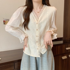 批发已出货实拍2025<b class='q'>春</b>装大码女装温柔风法式设计感百搭洋气质长袖衬衫