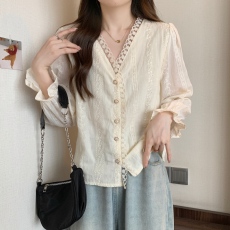 批发实拍2026春装大码女装温柔风法式设计感百搭洋气质长袖衬衫