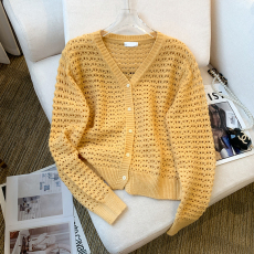 批发实拍 大货 2026春装新款设计感镂空<b class='q'>宽松</b>慵懒风外穿开衫针织毛衣女