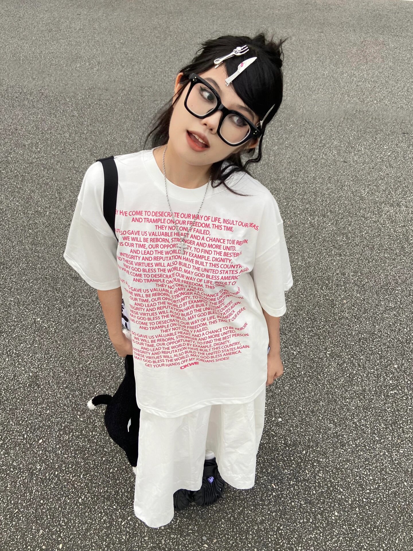 美式重磅純棉短袖tee女夏季標語字母印花休閒t恤情侶寬鬆半袖上衣