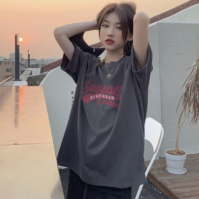 있음 선적 한국 대외 무역 반팔 티셔츠 여성 루즈핏 한국 스타일 ins 트렌디 여름 새로운 다용도 반팔 맨위 여성