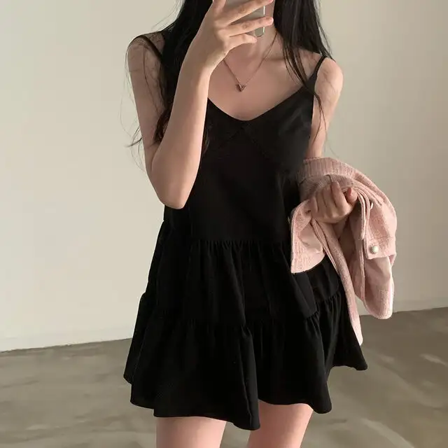 프리미엄 블랙 화이트 V넥 하객 드레스 상세 이미지 3