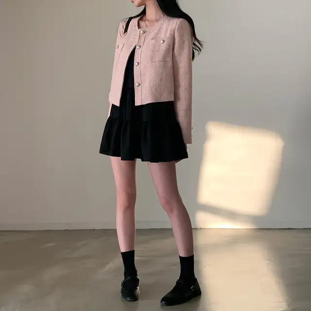 프리미엄 블랙 화이트 V넥 하객 드레스 상세 이미지 11