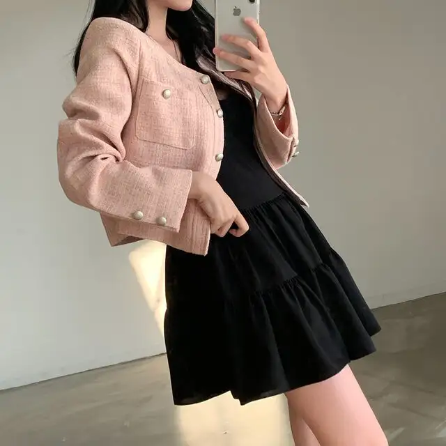 프리미엄 블랙 화이트 V넥 하객 드레스 상세 이미지 12