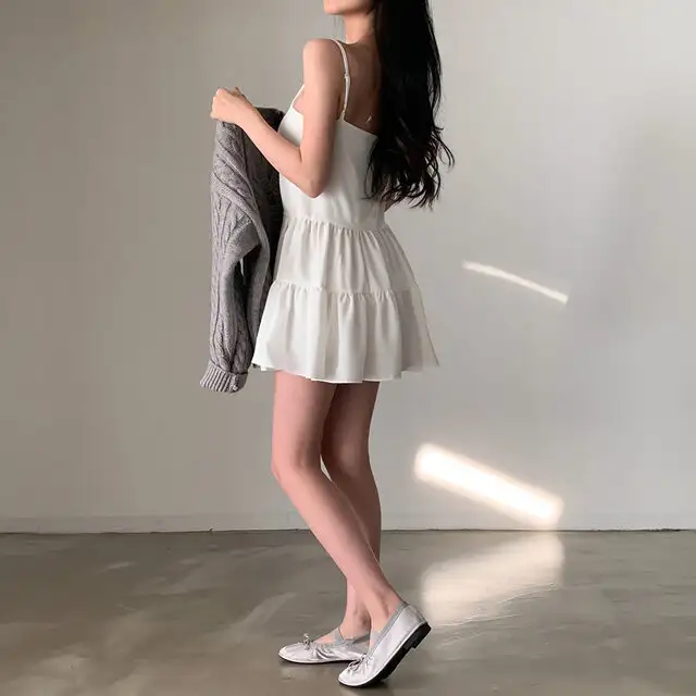 프리미엄 블랙 화이트 V넥 하객 드레스 상세 이미지 16