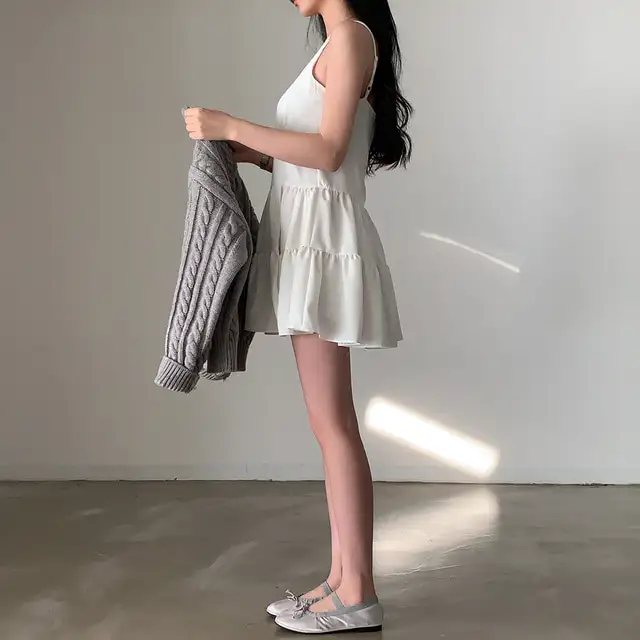 프리미엄 블랙 화이트 V넥 하객 드레스 상세 이미지 17