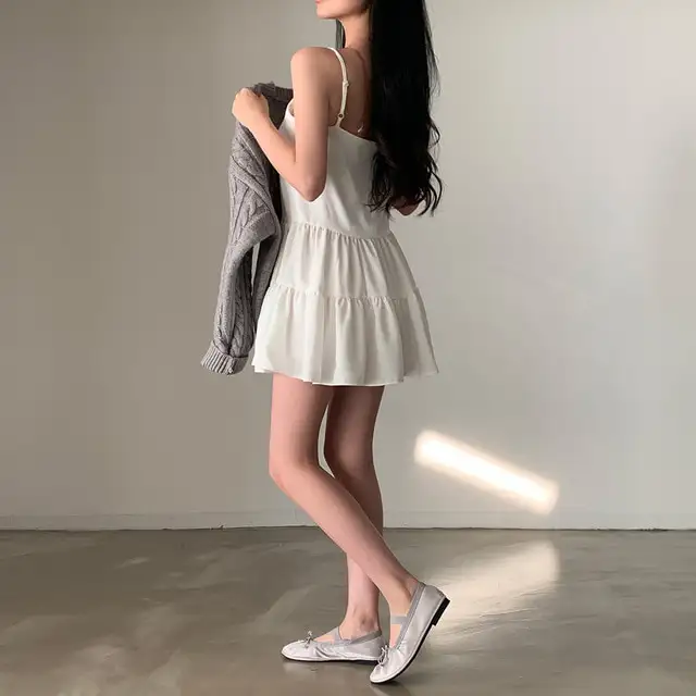 프리미엄 블랙 화이트 V넥 하객 드레스 상세 이미지 19