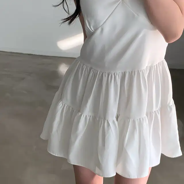 프리미엄 블랙 화이트 V넥 하객 드레스 상세 이미지 28