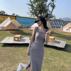 批发夏季2026年新款韩系针织连衣裙背心内搭外穿开叉吊带打底裙女