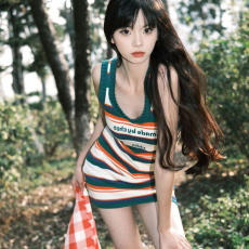 批发条纹针织连衣裙2025女新款夏季辣妹背心短裙子撞色拼接<b class='q'>街头</b>风裙子
