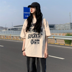 批发已出货 外贸韩版夏季新款甜酷少女 字松bf<b class='q'>街头</b>原宿风短袖t恤上衣