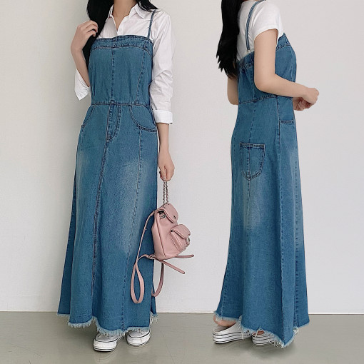 지금 이후 명중 가져 가라. 슬립 데님 드레스