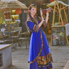 批发云南贵州少数民族旅拍摄影服苗族土家族少女舞台<b class='q'>演出</b>春季麻棉套装