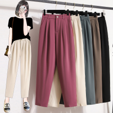 批发西装裤女宽松显瘦黑色休闲垂感烟管裤