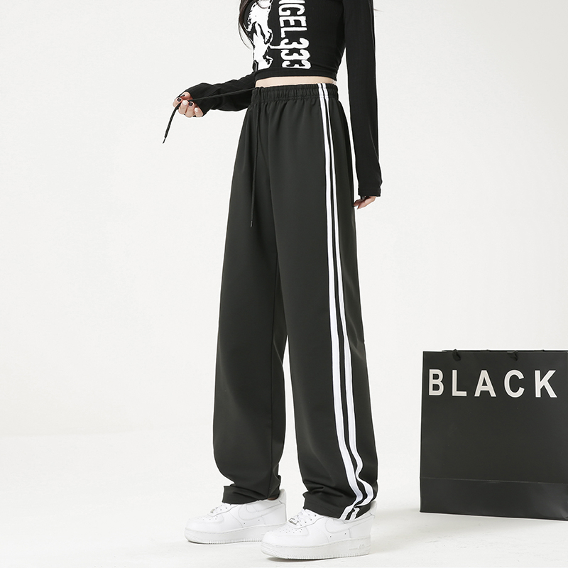 2024校服褲子男女高中學生兩條槓藏藍色春秋運動雙槓初中校褲