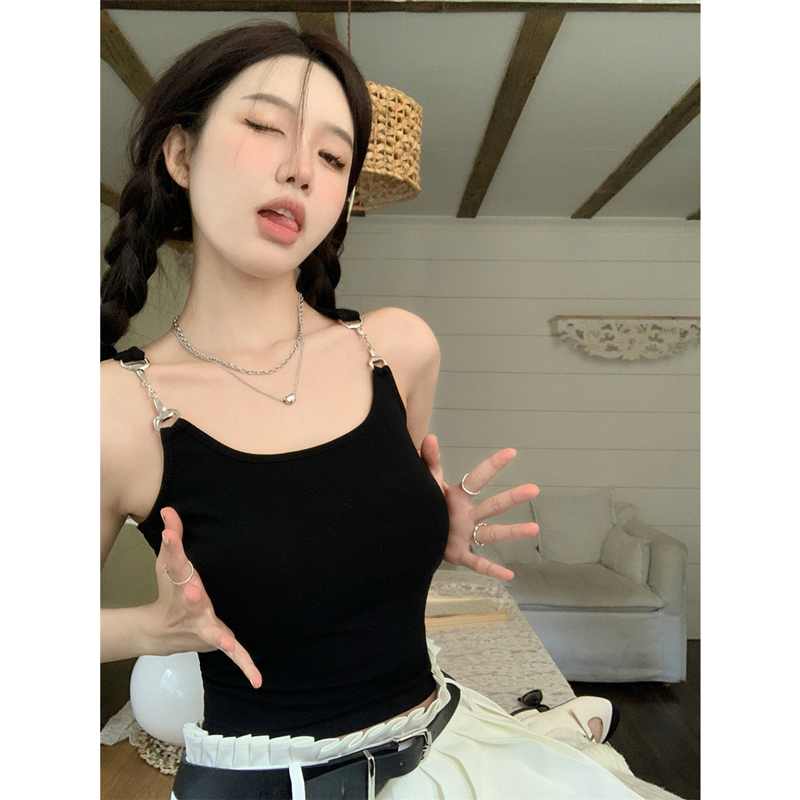 已出貨 40支奧代爾純棉 美式復古辣妹風顯瘦背心吊帶高級感上衣
