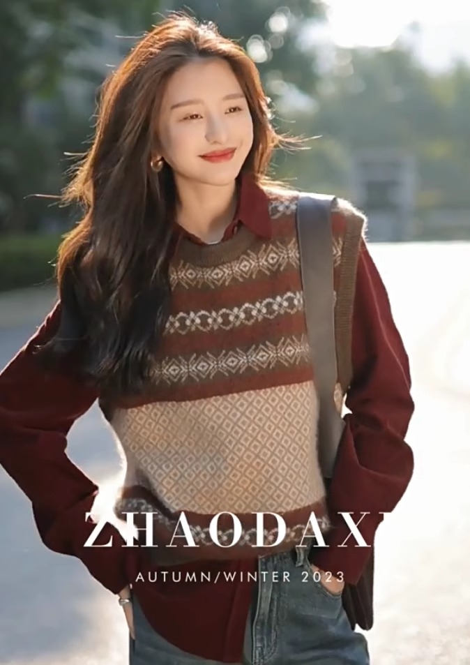 Daxi Homemade | Maillard Sweater Vest | Vintage Sweater 2024 New Raccoon Velvet Knitted Vest